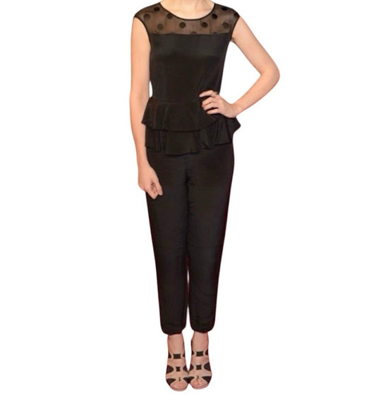 Kate Spade Mademoiselle Sleeveless Black Peplum Jumpsuit NEW Size 6