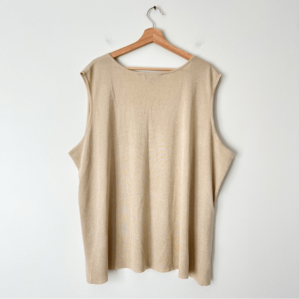 Ming Wang Metallic Gold Shimmer Tank Shell Top Plus Size 3X