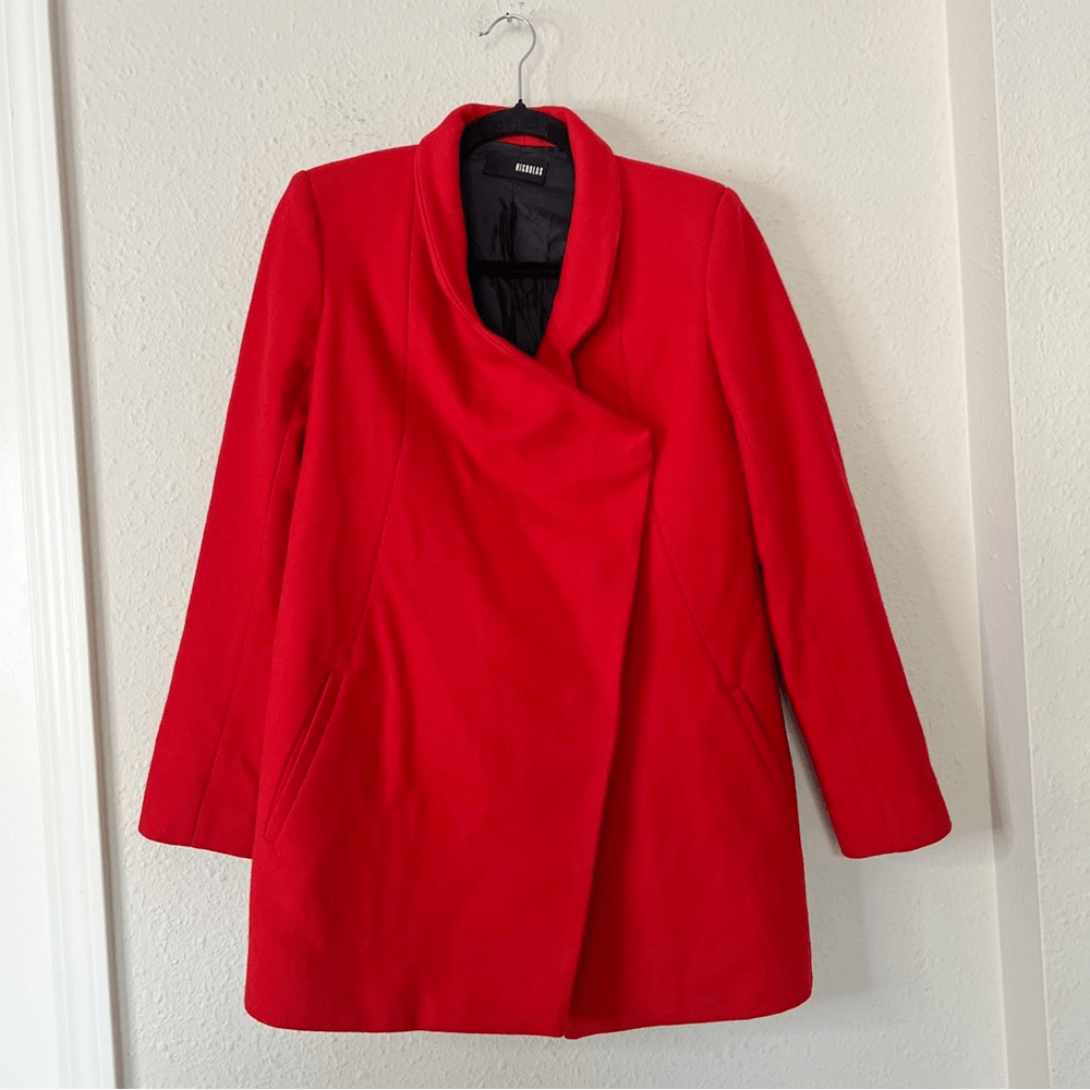 NICHOLAS Red Wool Cashmere Coat Size 6