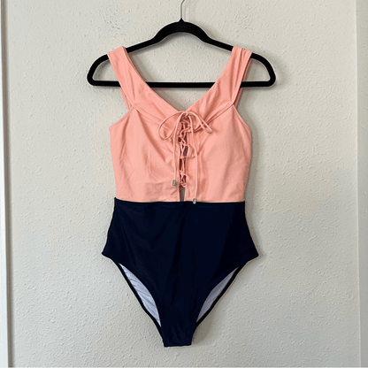 NEW CUPSHE Off Shoulder Lace Front One-Piece Swimsuit Size Medium