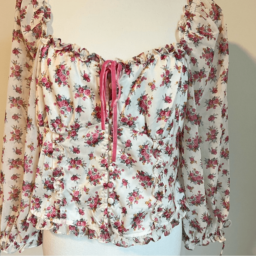 For Love & Lemons Etienne Floral Top Size Large