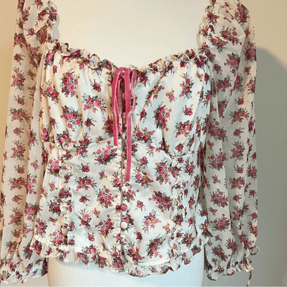 For Love & Lemons Etienne Floral Top Size Large