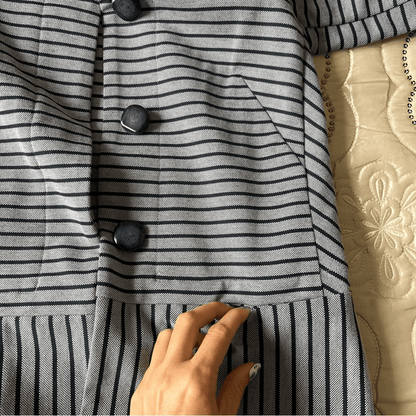 CABI Navy Blue Dappled Stripe Car Coat Size XS