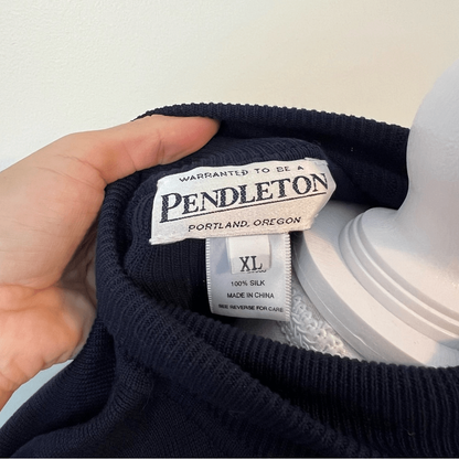 Pendleton Silk Navy Blue Turtleneck Sweater Size XL