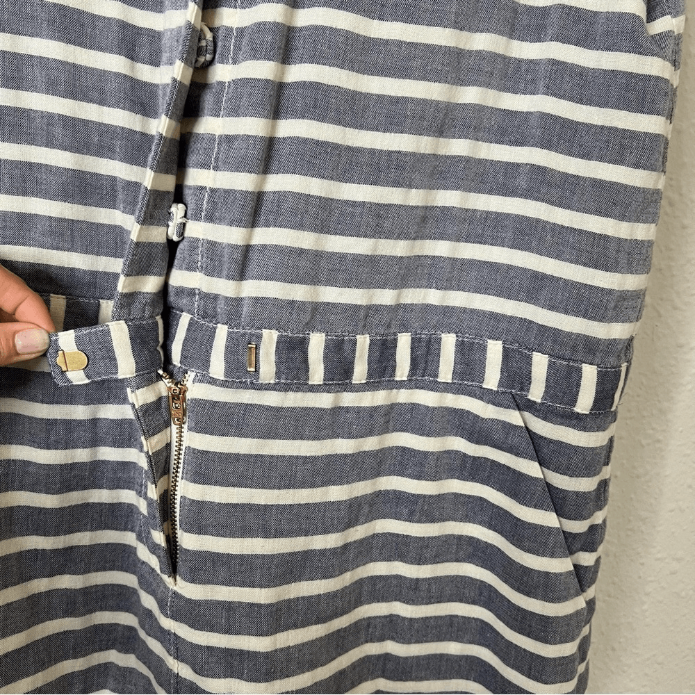 J. Crew Striped Short Sleeve Chambray Mini Dress Size 10