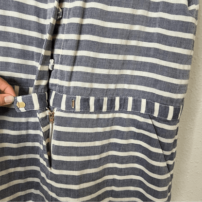 J. Crew Striped Short Sleeve Chambray Mini Dress Size 10