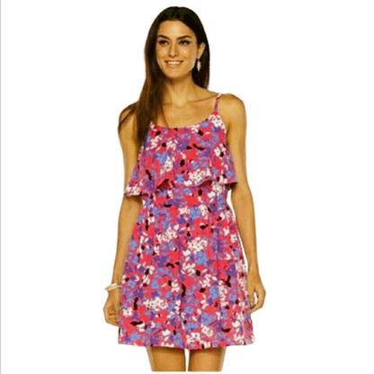 Elle Pink Floral Mini Dress Size Medium