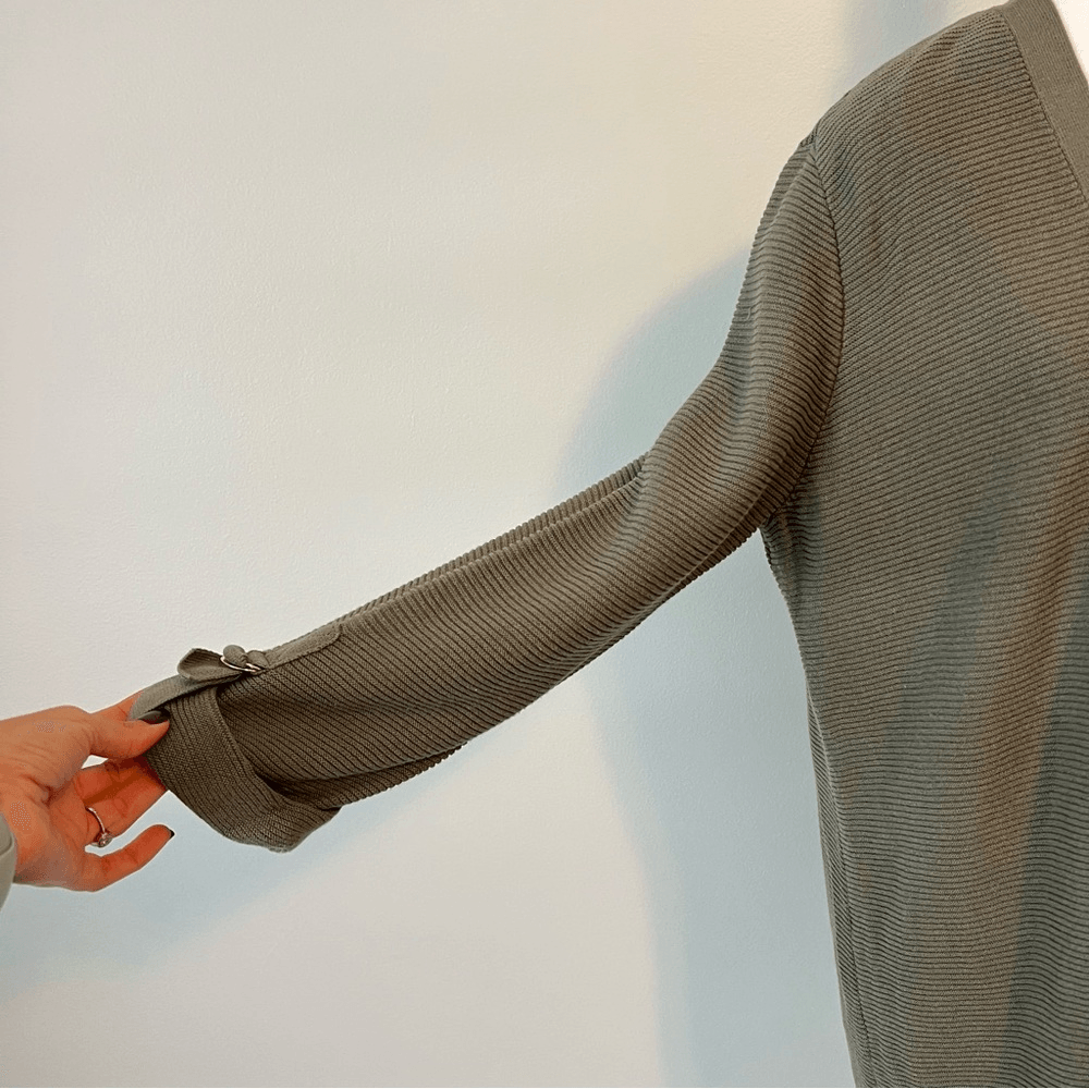 Chico’s Olive Green Open Front Cardigan Size Large Cotton