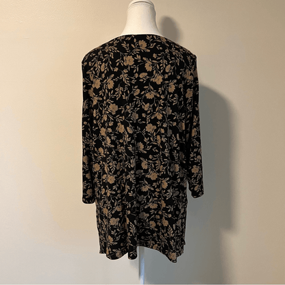 J. Jill Wearever Collection Floral Top Size LP 3/4 Sleeve