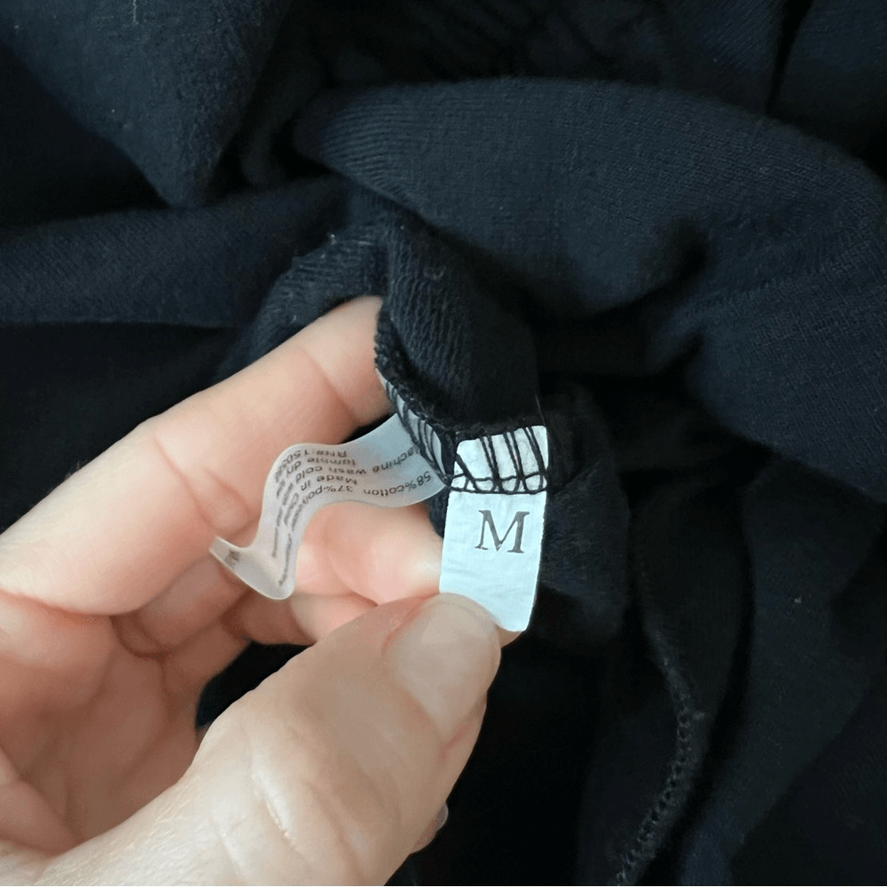 Anthropologie Sundays Ramone Black Ruched Mini Dress Size Medium, Long Sleeve