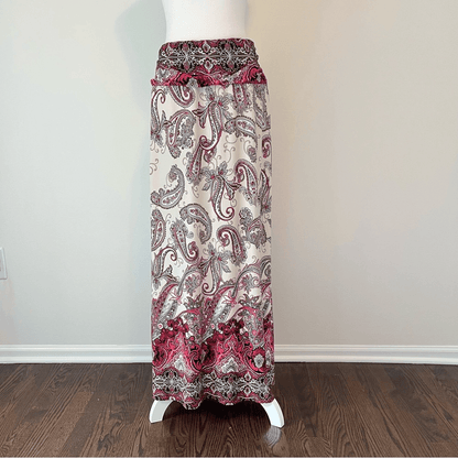 Paisley Floral Stretchy Jersey Pull on Maxi Skirt Plus Size 18/20W