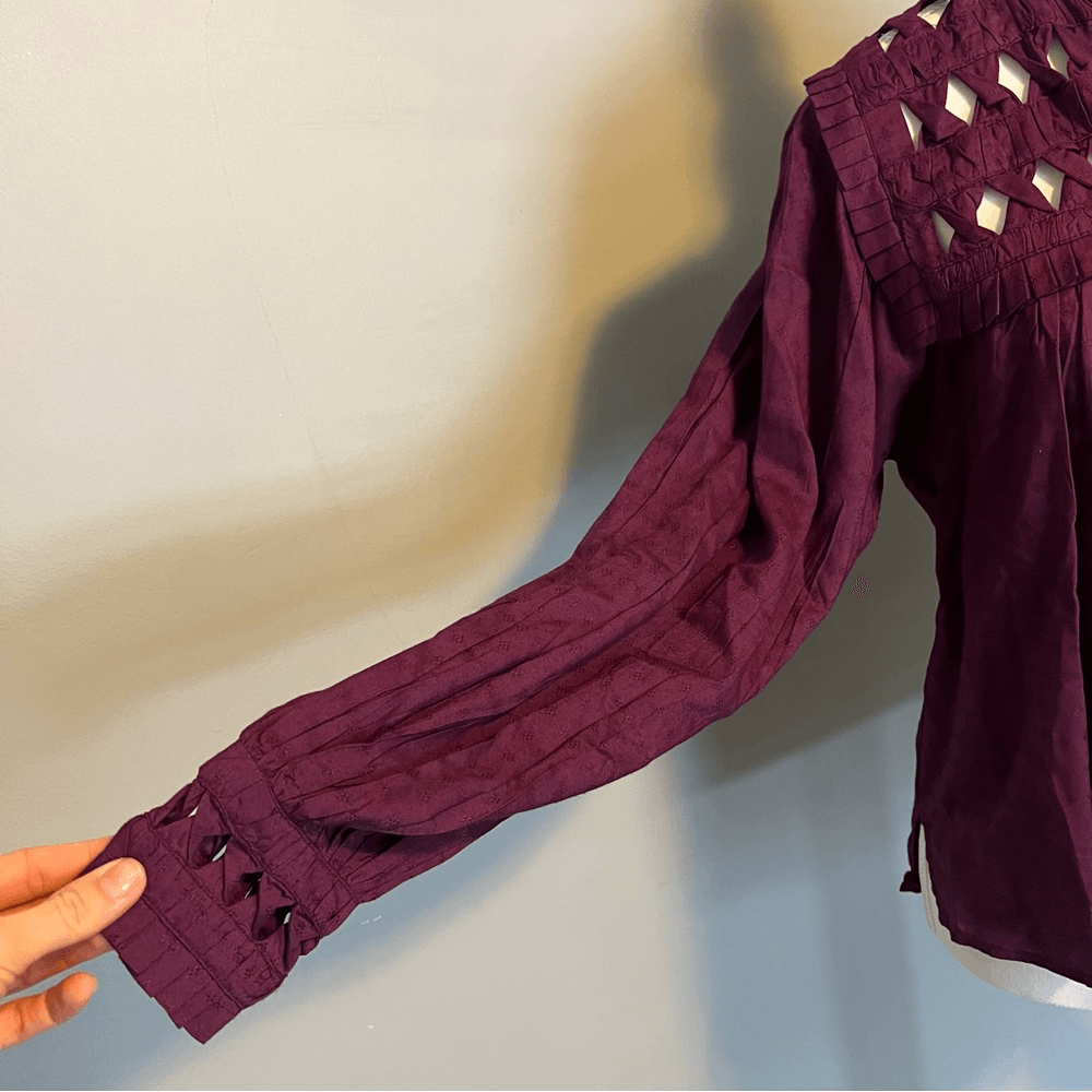 CLEOBELLA Sabella Peasant Blouse in Aubergine NEW Size Small