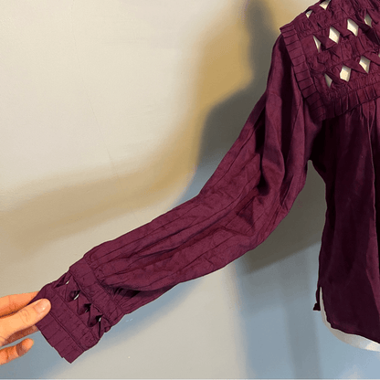 CLEOBELLA Sabella Peasant Blouse in Aubergine NEW Size Small
