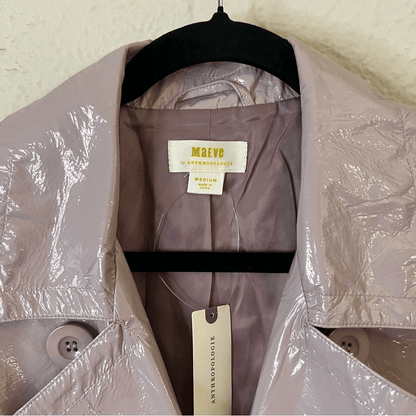 Anthropologie Maeve Patent Faux Leather Trench Coat NEW Size Medium