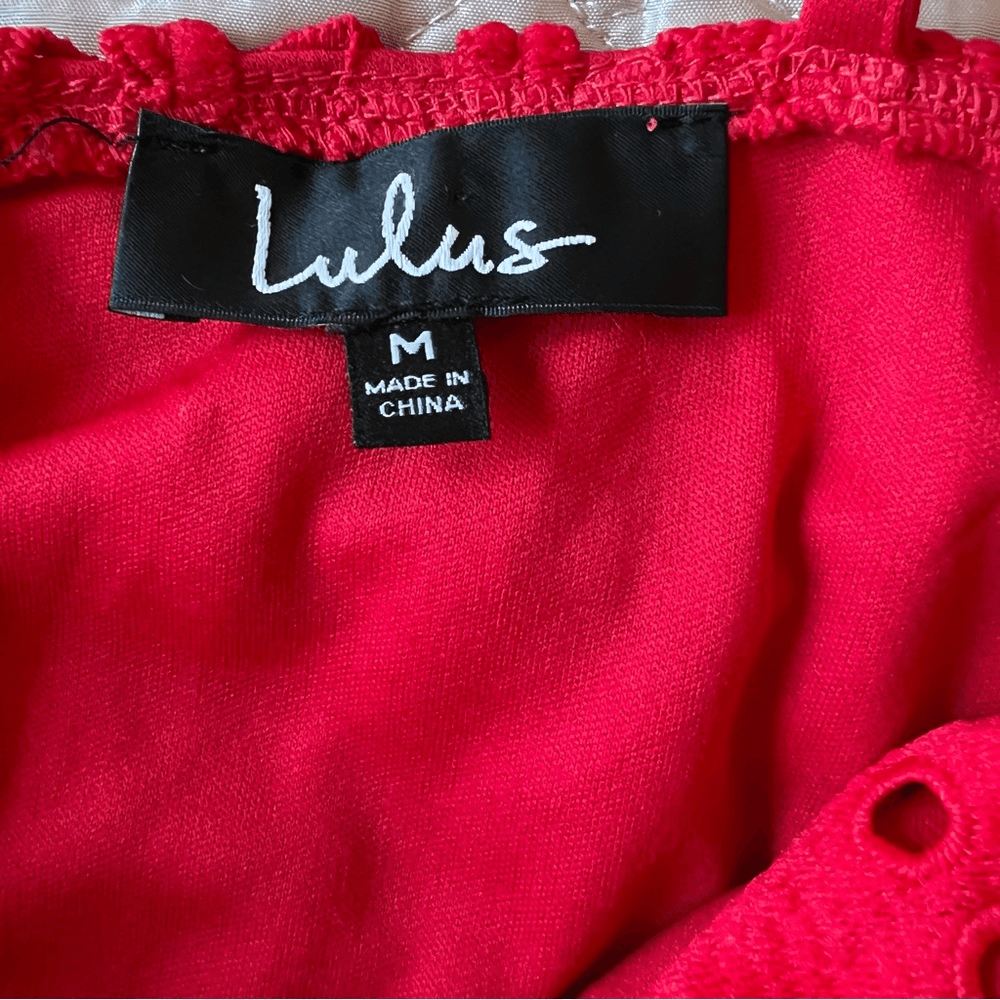 Lulu's Perfect Love Red Lace Eyelet Mini Dress NEW Size Medium