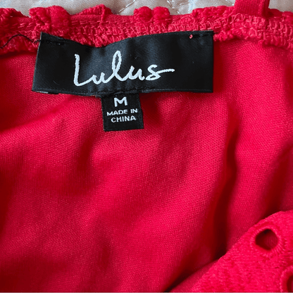 Lulu's Perfect Love Red Lace Eyelet Mini Dress NEW Size Medium