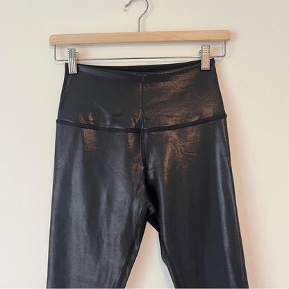 Beyond Yoga Black Shine Faux Leather High Waisted Legging Size Small