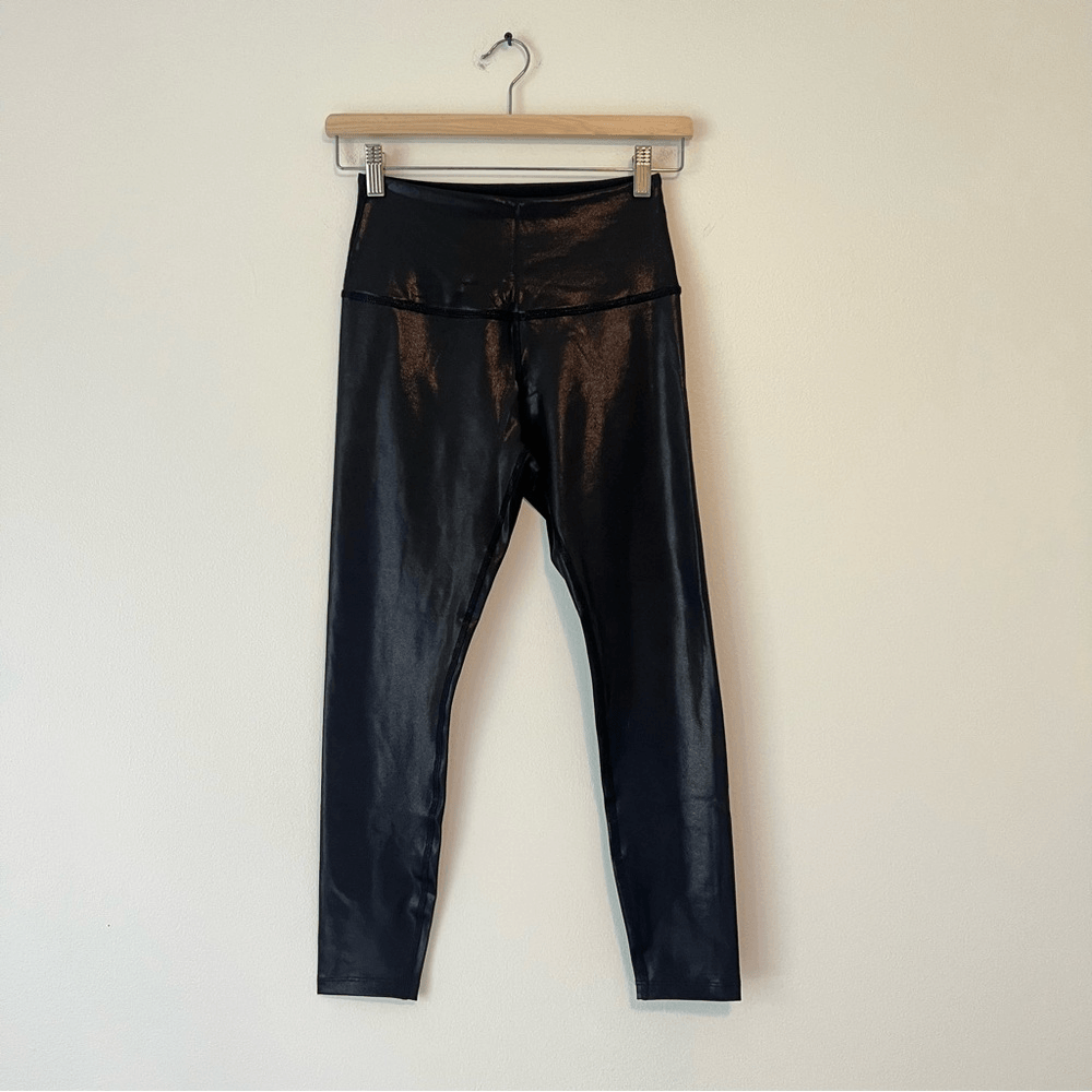 Beyond Yoga Black Shine Faux Leather High Waisted Legging Size Small