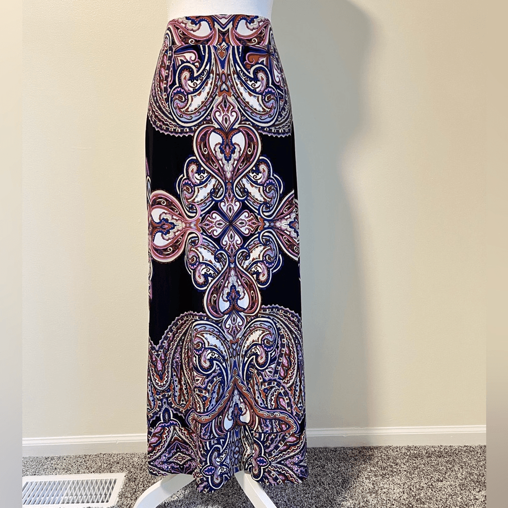 INC International Concepts Paisley Maxi Skirt Size Large Stretchy