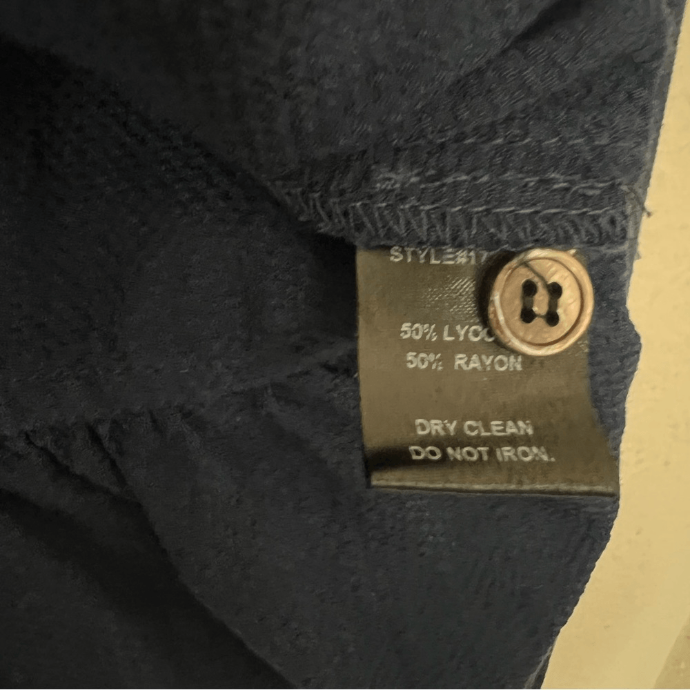 Current Air Navy Blue Button Up Peplum Shirt Blouse Size Medium