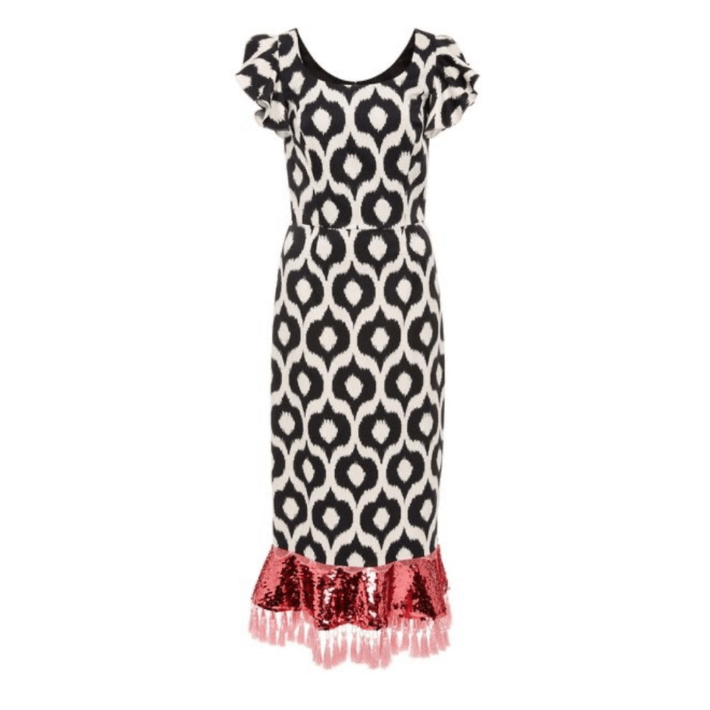 Sachin + Babi Ayran Midi Sequin Tassel Cocktail Dress NEW Size 4 (FLAWED)