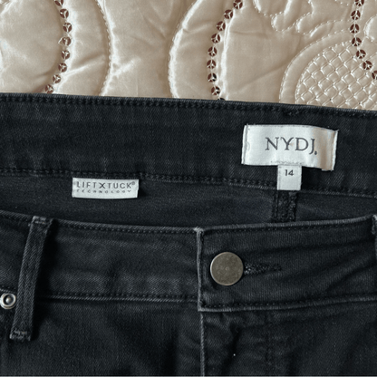 NYDJ Lift Tuck Tech Slim Straight Jeans in Black Size 14