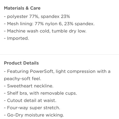 Old Navy PowerSoft Shelf-Bra Support Athletic Dress NEW Size XL