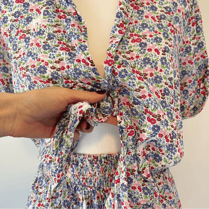 Poupette St Barth Branda Floral Tiered Shirt Mini Dress Size Medium