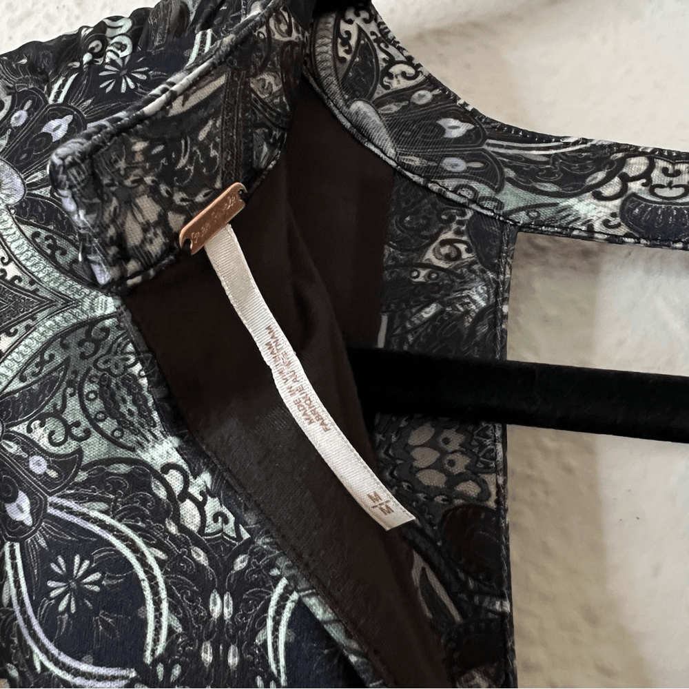 Free People Cabaret Paisley Floral Whimsical Cutout Maxi Long Sleeve Dress M