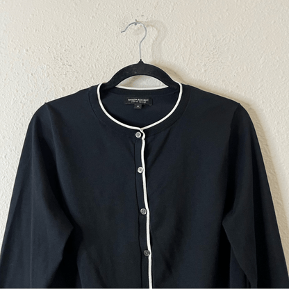 Banana Republic Crew Neck Black Cardigan Size Medium Stretch Cotton