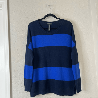 Lauren Ralph Lauren Wool Cashmere Blend Blue Striped Sweater Size Large