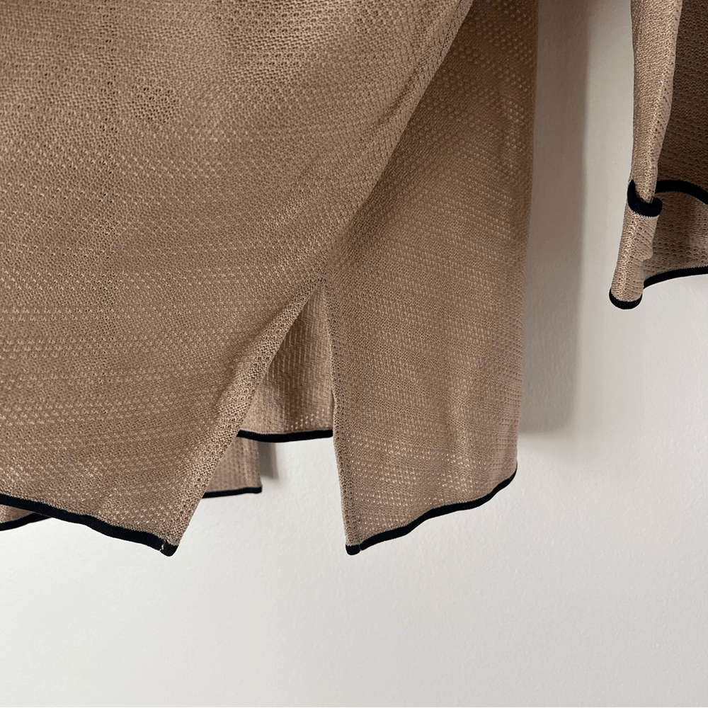 Ming Wang Knit Cardigan Blazer Jacket in Tan and Black Plus Size 3X