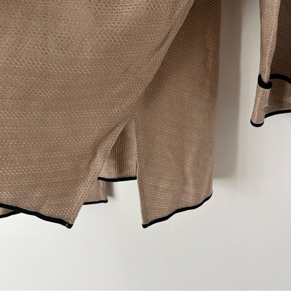 Ming Wang Knit Cardigan Blazer Jacket in Tan and Black Plus Size 3X