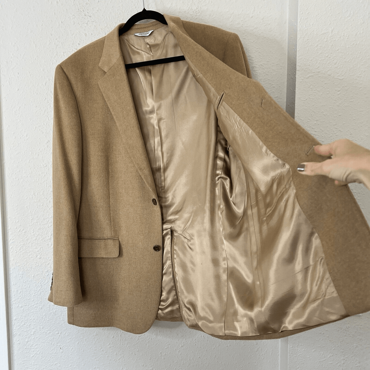 JOSEPH FEISS Mens Camel Hair Blazer Suit Size 46L Sport Coat Casual Jacket