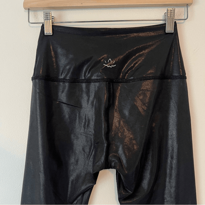 Beyond Yoga Black Shine Faux Leather High Waisted Legging Size Small