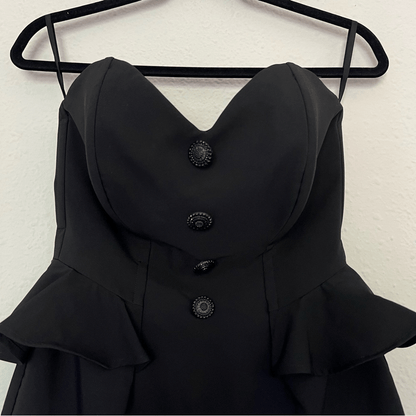 Anthropologie Eva Franco Strapless Peplum Mini Dress in Black NEW Size 8