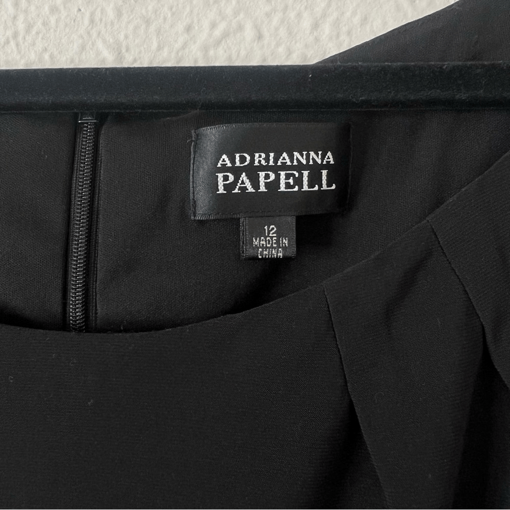 Adrianna Papell Black Sheath Career Cocktail Dress Size 12