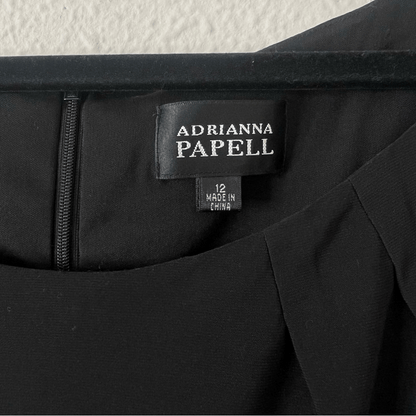 Adrianna Papell Black Sheath Career Cocktail Dress Size 12