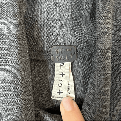 Free People We The Free Ribbed Turtleneck Tunic in Gray Size Small