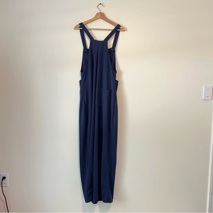 HALARA Waffle Casual Wide Leg Overalls Jumpsuit NEW Size Medium Navy Blue