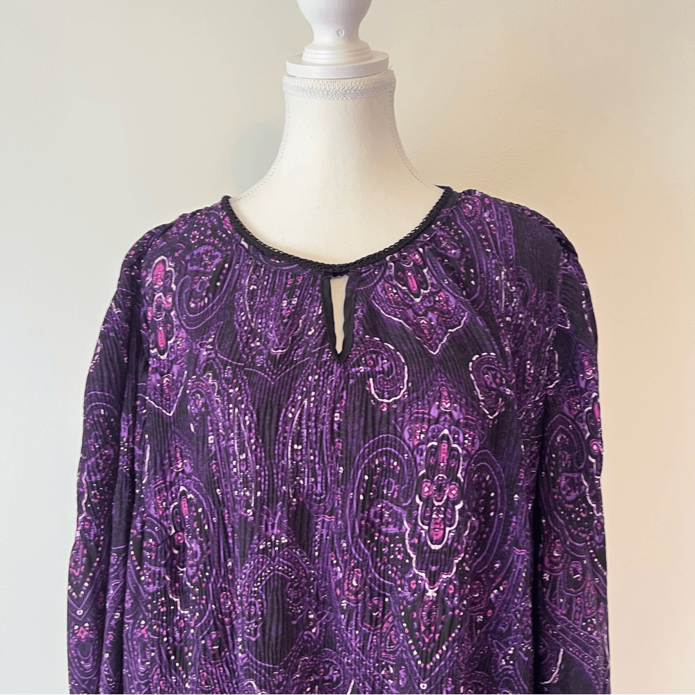 Catherines Affinity Chain Long Sleeve Blouse Top Size 1X Purple