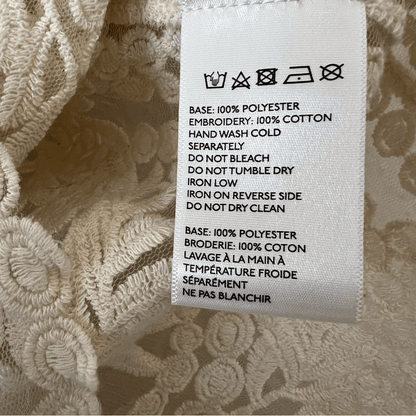 Anthropologie Pins & Needles Cream Embroidered Sheer Lace Tank Top Size Small