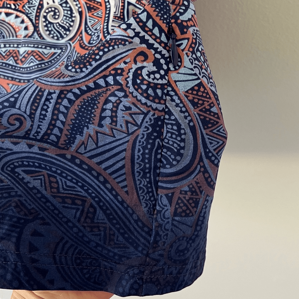 Title Nine Daring Floral Paisley Dress Purple Orange Size Large Knee Length