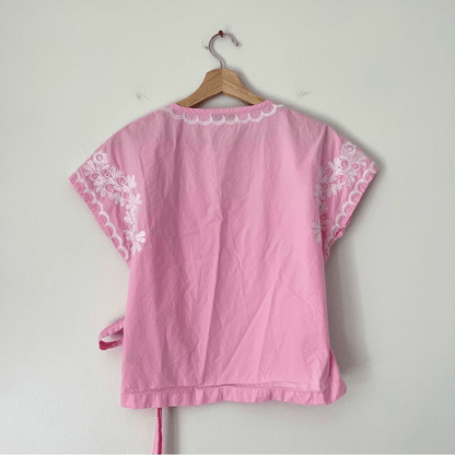 Madewell Embroidered Wrap Blouse Top Size XS in Pink