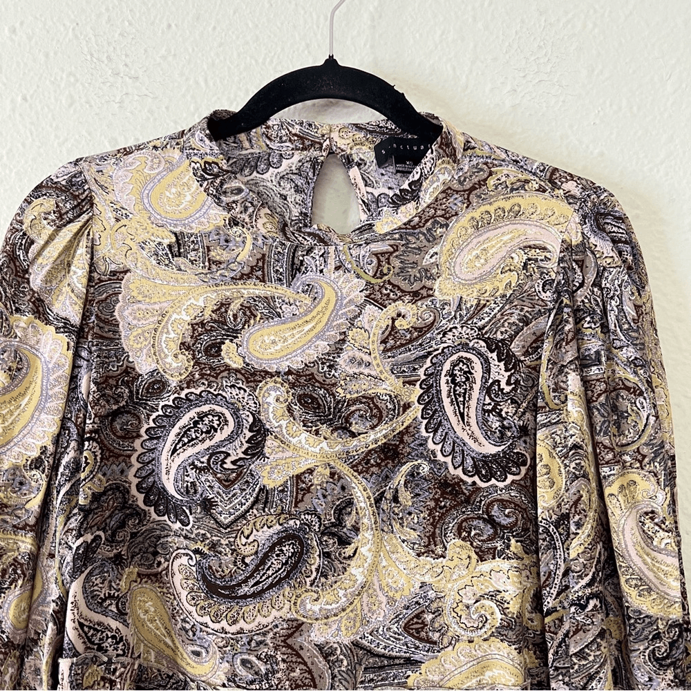 Sanctuary Paisley Babydoll Long Sleeve Blouse Top Size XS Peasant Boho