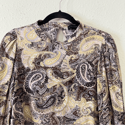 Sanctuary Paisley Babydoll Long Sleeve Blouse Top Size XS Peasant Boho
