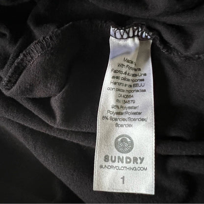 Anthropologie Sundry Shirred Mini Dress in Black NEW Size Small