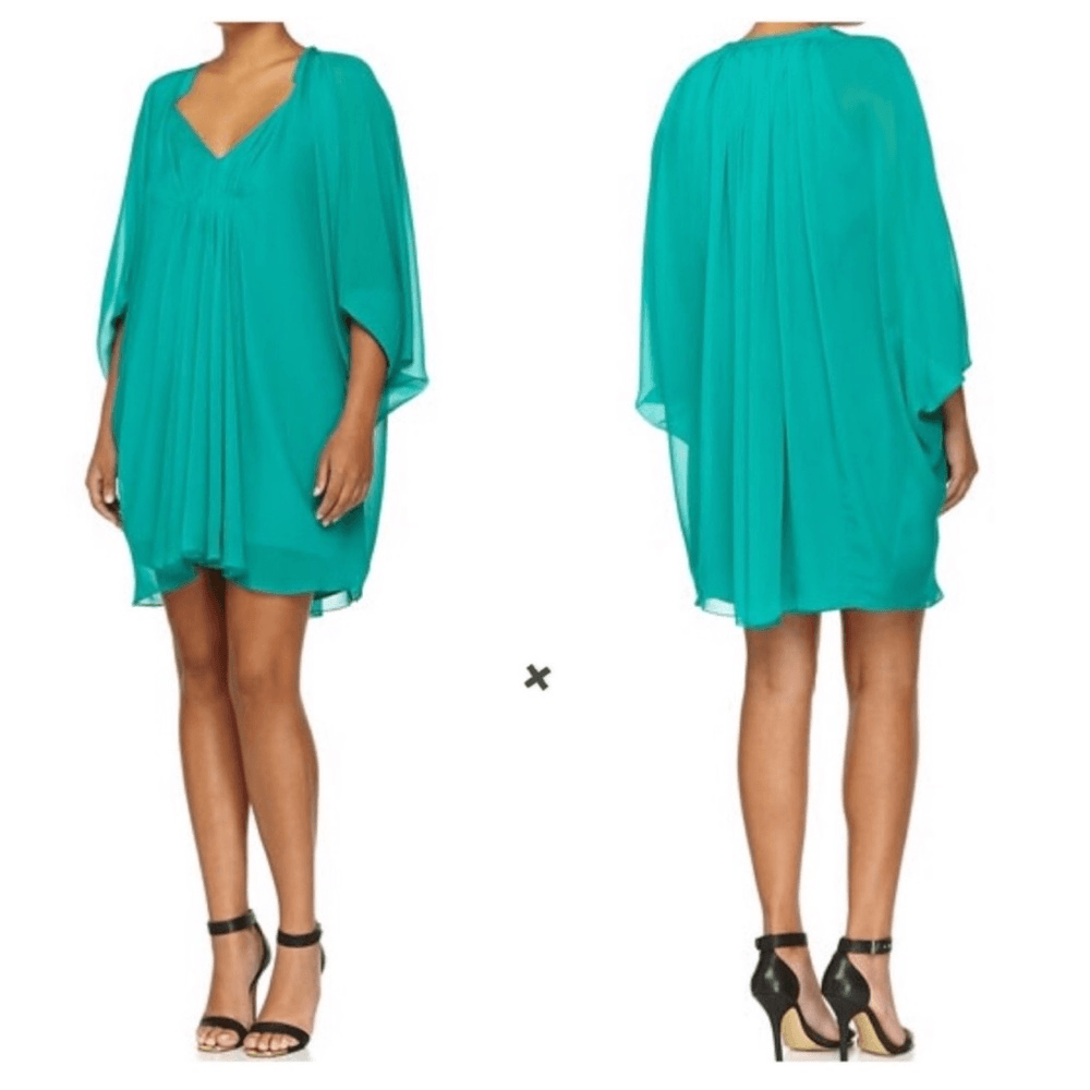 Diane von Furstenberg Fleurette Silk Dolman Sleeve Tunic Dress Mini NEW Size 8