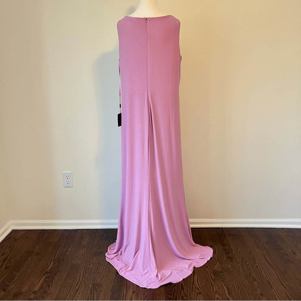 IEENA Mac Duggal Faux Wrap Thigh High Slit V-Neck Sleeveless Gown NEW Size 14