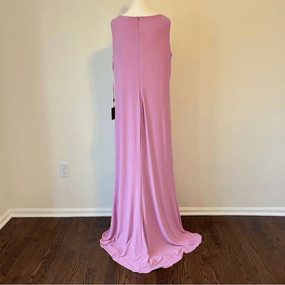 IEENA Mac Duggal Faux Wrap Thigh High Slit V-Neck Sleeveless Gown NEW Size 14